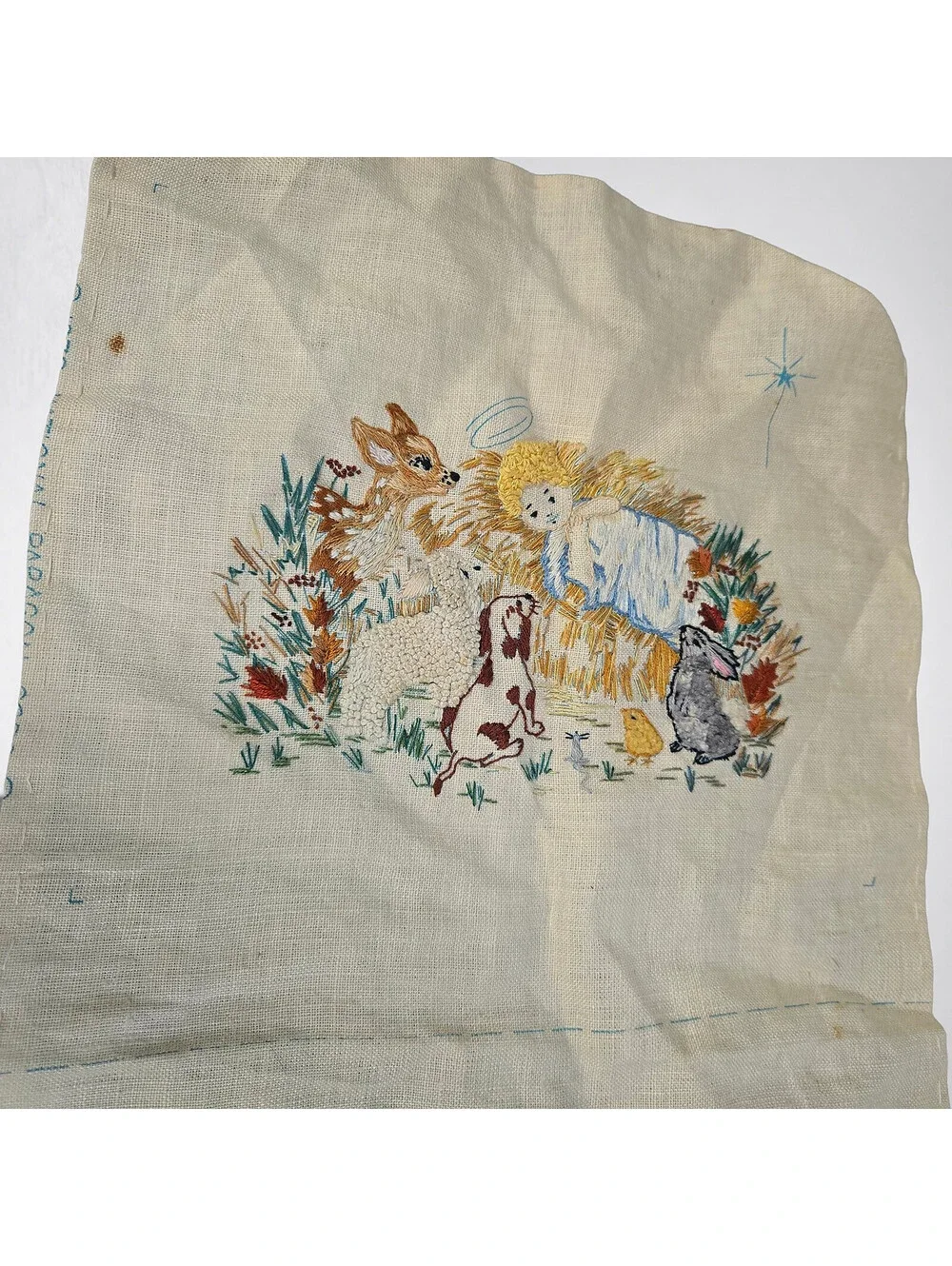Vintage Nativity Crewel Embroidery Kit with Floss